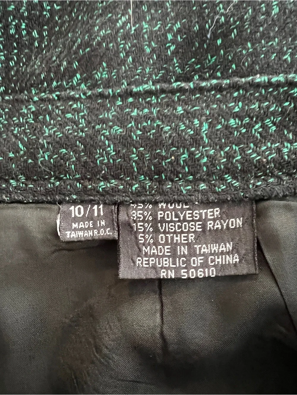 Structured Dark Green Tweed Pencil Skirt - Women's
